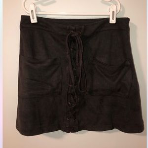 Boutique super soft suede lace up skirt